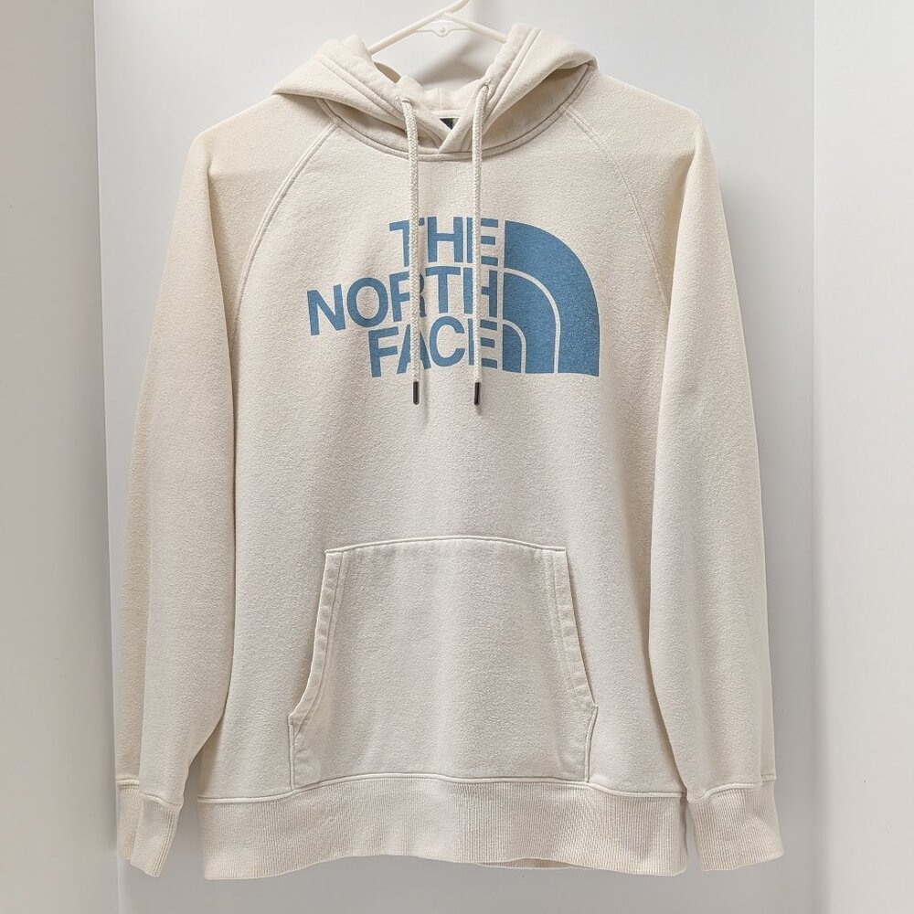 The North Face Half Dome Pullover Hoodie in White & Teal